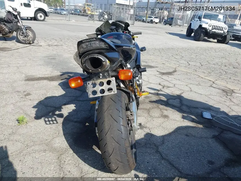2006 Honda Cbr1000 Rr VIN: JH2SC57176M201334 Lot: 45280997