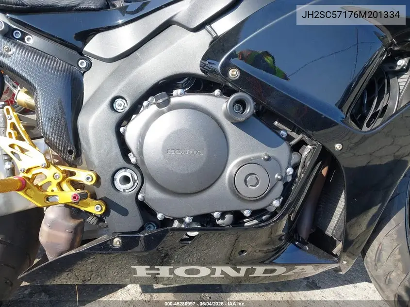 2006 Honda Cbr1000 Rr VIN: JH2SC57176M201334 Lot: 45280997