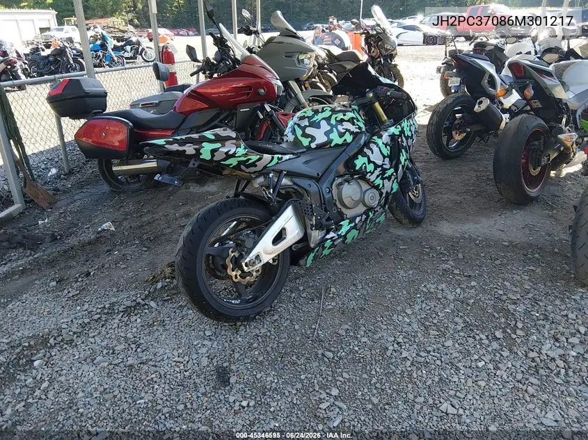 2006 Honda Cbr600 Rr VIN: JH2PC37086M301217 Lot: 45346595