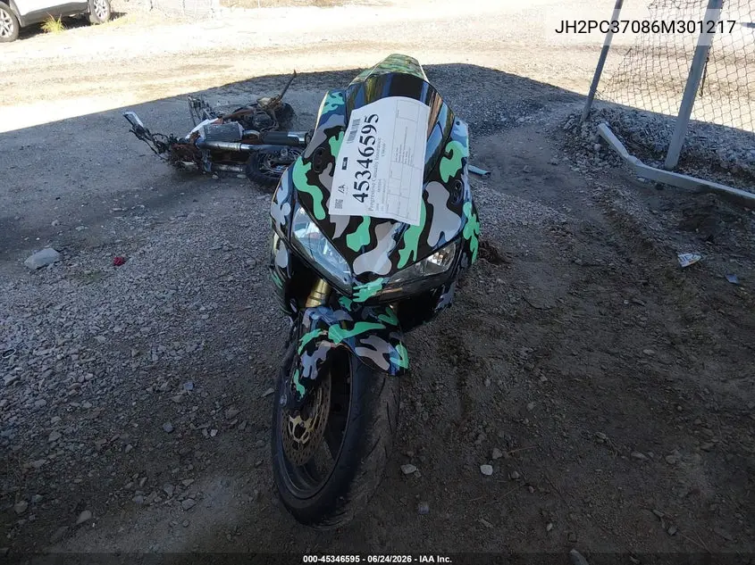 2006 Honda Cbr600 Rr VIN: JH2PC37086M301217 Lot: 45346595