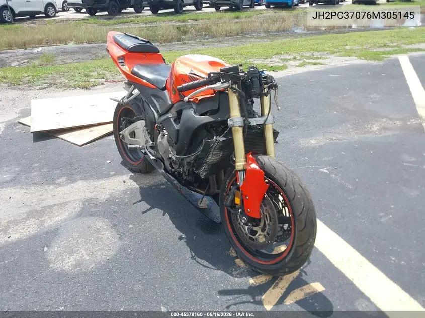 2006 Honda Cbr600 Rr VIN: JH2PC37076M305145 Lot: 45378160