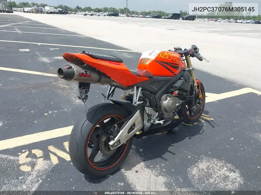 2006 Honda Cbr600 Rr VIN: JH2PC37076M305145 Lot: 45378160