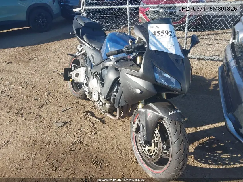 2006 Honda Cbr600 Rr VIN: JH2PC37116M301326 Lot: 45592142