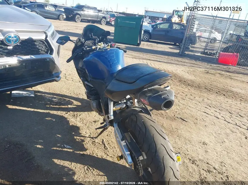 2006 Honda Cbr600 Rr VIN: JH2PC37116M301326 Lot: 45592142