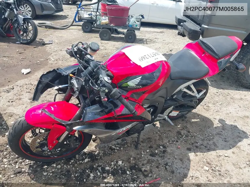 2007 Honda Cbr600 Rr VIN: JH2PC40077M005865 Lot: 45571269