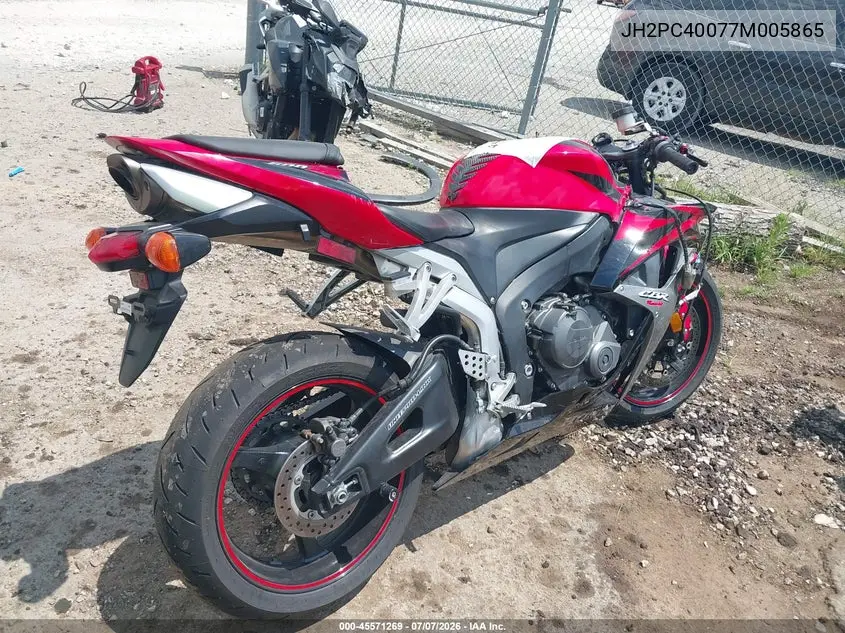 2007 Honda Cbr600 Rr VIN: JH2PC40077M005865 Lot: 45571269