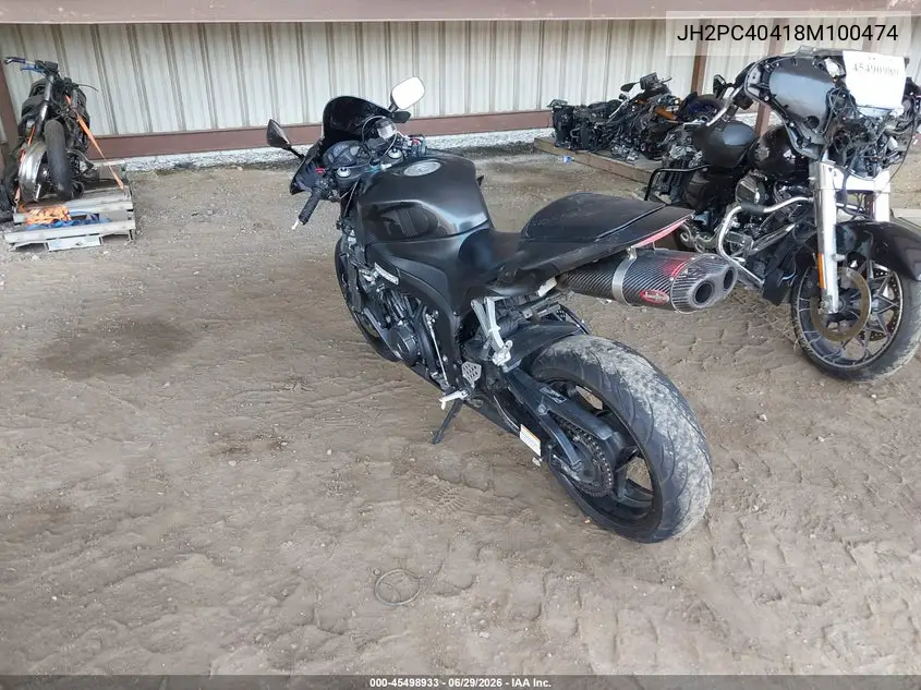 2008 Honda Cbr600 Rr VIN: JH2PC40418M100474 Lot: 45498933