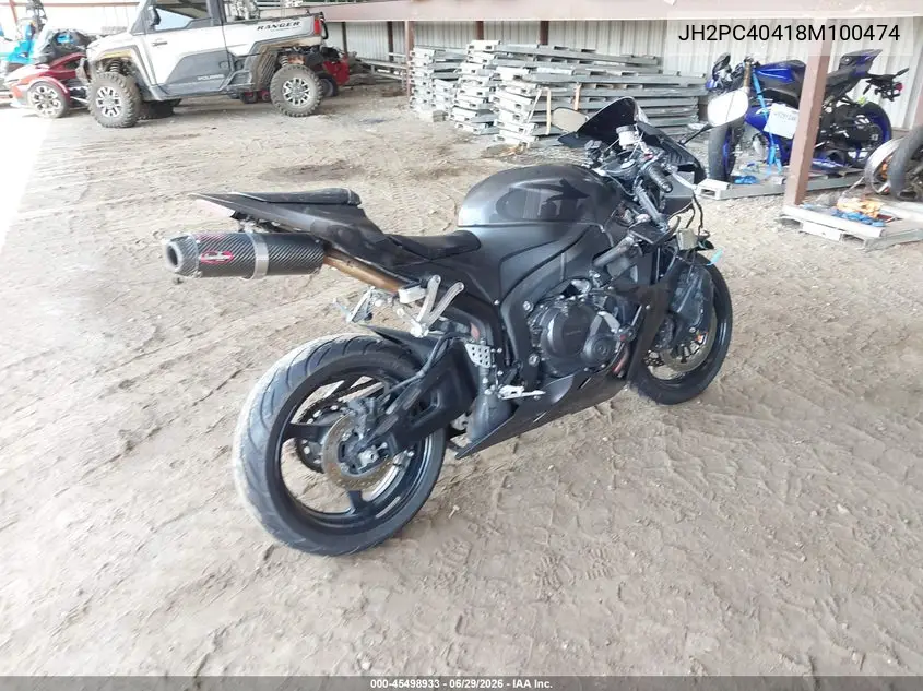 2008 Honda Cbr600 Rr VIN: JH2PC40418M100474 Lot: 45498933