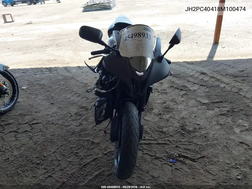 2008 Honda Cbr600 Rr VIN: JH2PC40418M100474 Lot: 45498933