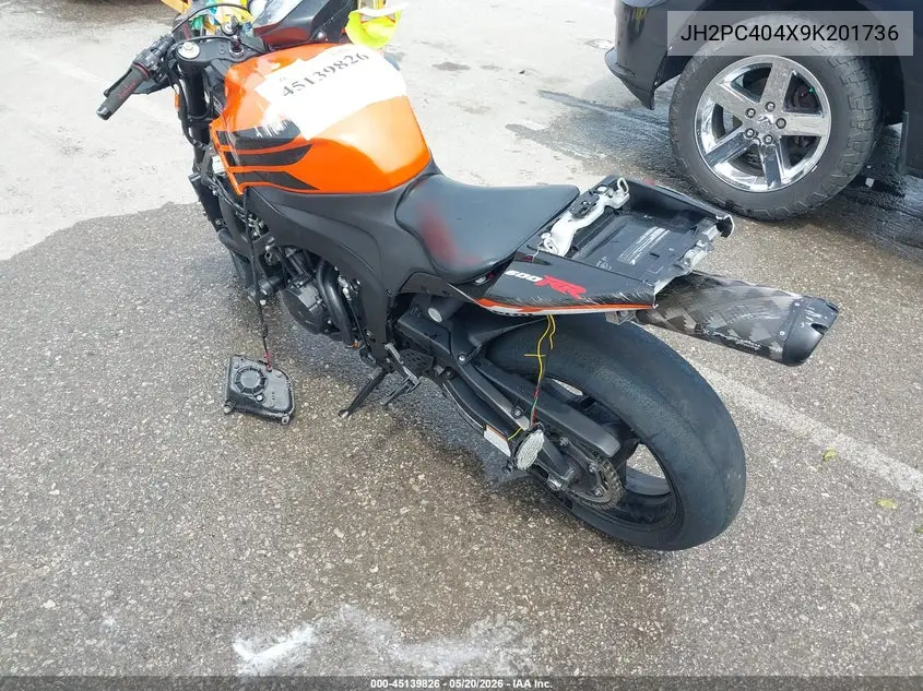 2009 Honda Cbr600 Rr VIN: JH2PC404X9K201736 Lot: 45139826