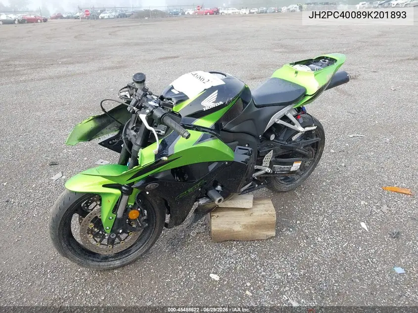 2009 Honda Cbr600 Rr VIN: JH2PC40089K201893 Lot: 45488622