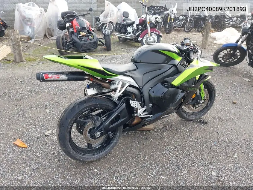 2009 Honda Cbr600 Rr VIN: JH2PC40089K201893 Lot: 45488622