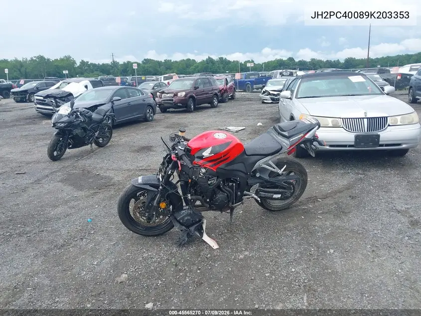 2009 Honda Cbr600 Rr VIN: JH2PC40089K203353 Lot: 45565270