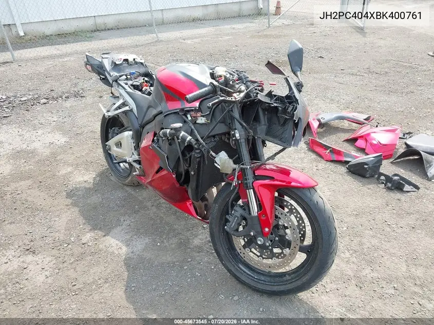 2011 Honda Cbr600 Rr VIN: JH2PC404XBK400761 Lot: 45673545