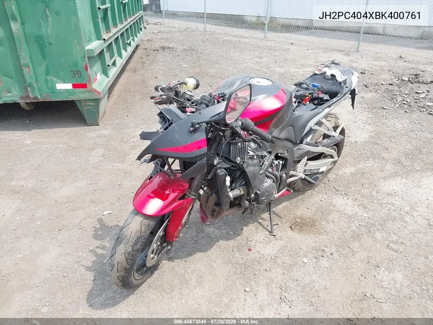 2011 Honda Cbr600 Rr VIN: JH2PC404XBK400761 Lot: 45673545