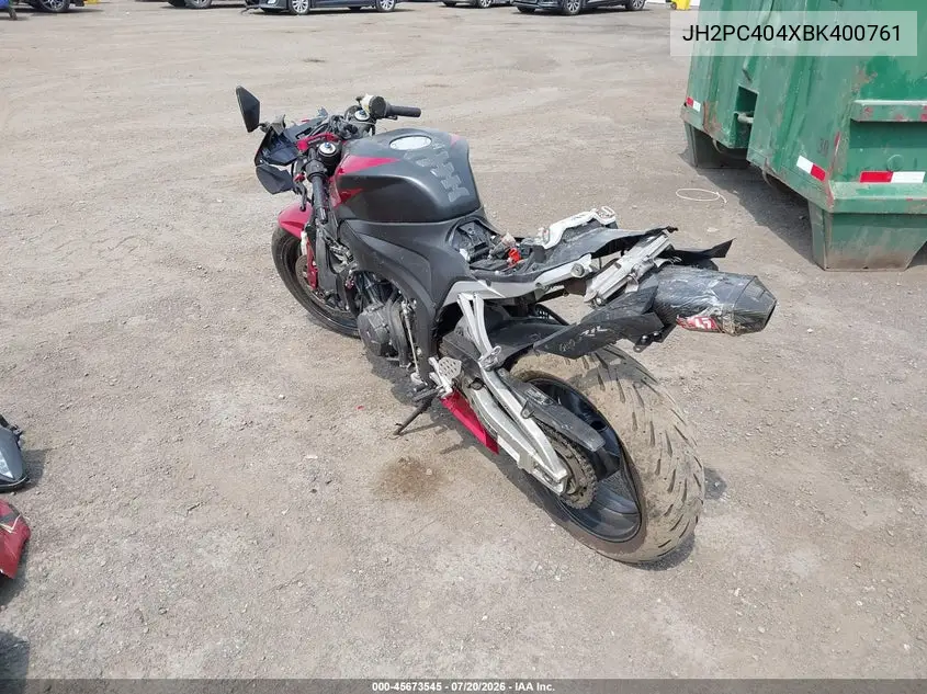 2011 Honda Cbr600 Rr VIN: JH2PC404XBK400761 Lot: 45673545