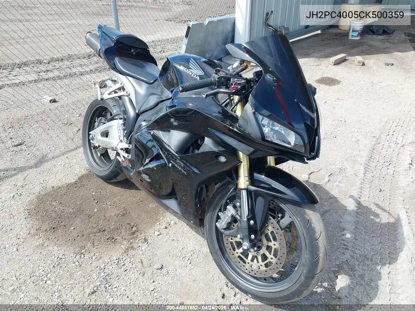 2012 Honda Cbr600 Rr VIN: JH2PC4005CK500359 Lot: 44951852