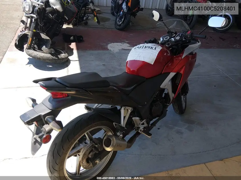 2012 Honda Cbr250 R VIN: MLHMC4100C5208401 Lot: 45018983