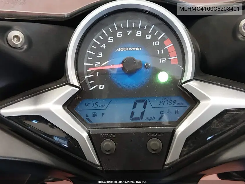 2012 Honda Cbr250 R VIN: MLHMC4100C5208401 Lot: 45018983