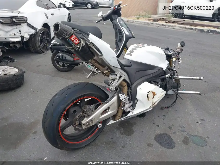 2012 Honda Cbr600 Rr VIN: JH2PC4016CK500220 Lot: 45261031