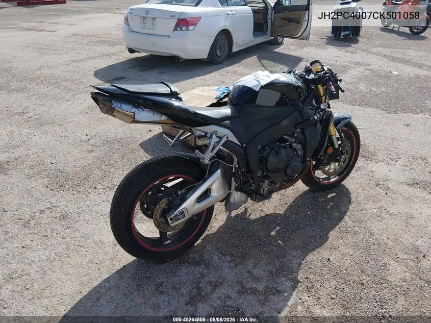 2012 Honda Cbr600 Rr VIN: JH2PC4007CK501058 Lot: 45264806