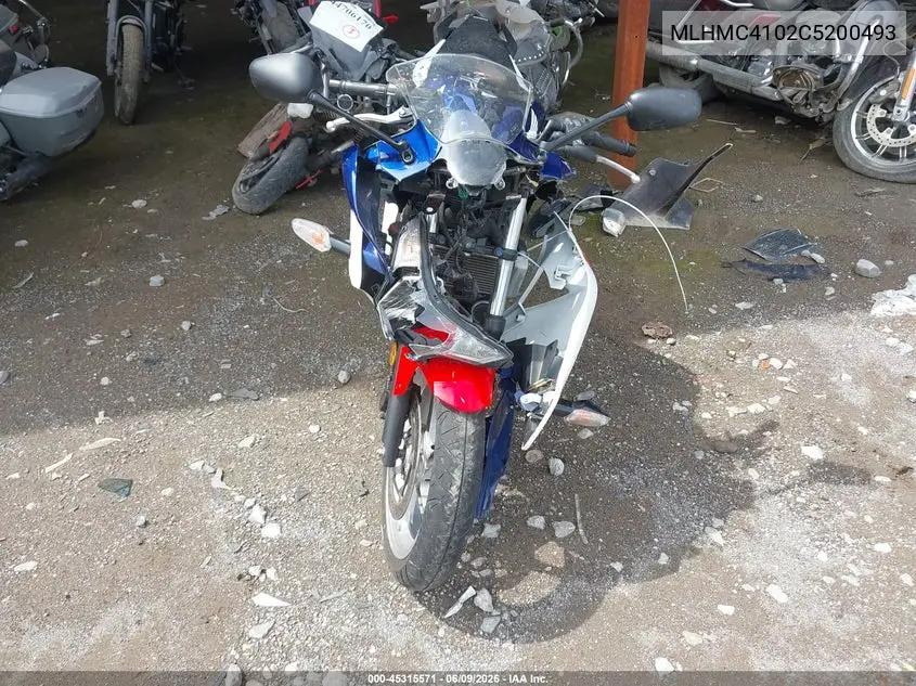 2012 Honda Cbr250 R VIN: MLHMC4102C5200493 Lot: 45315571