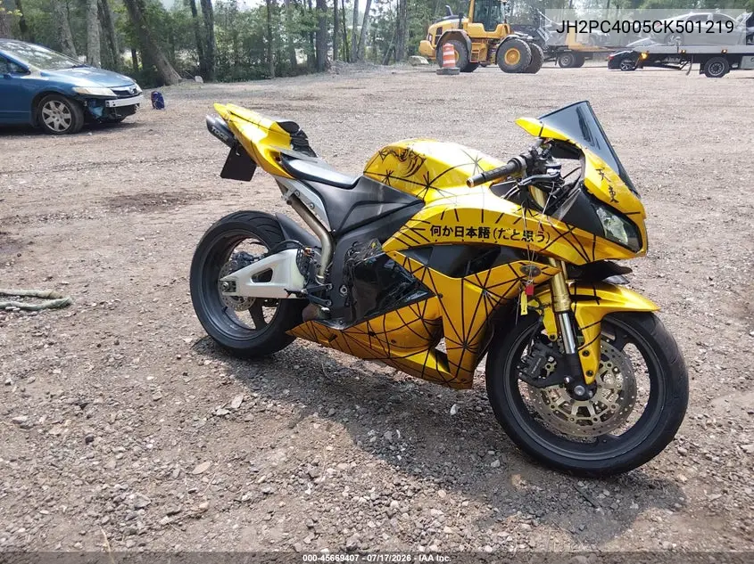 2012 Honda Cbr600 Rr VIN: JH2PC4005CK501219 Lot: 45669407