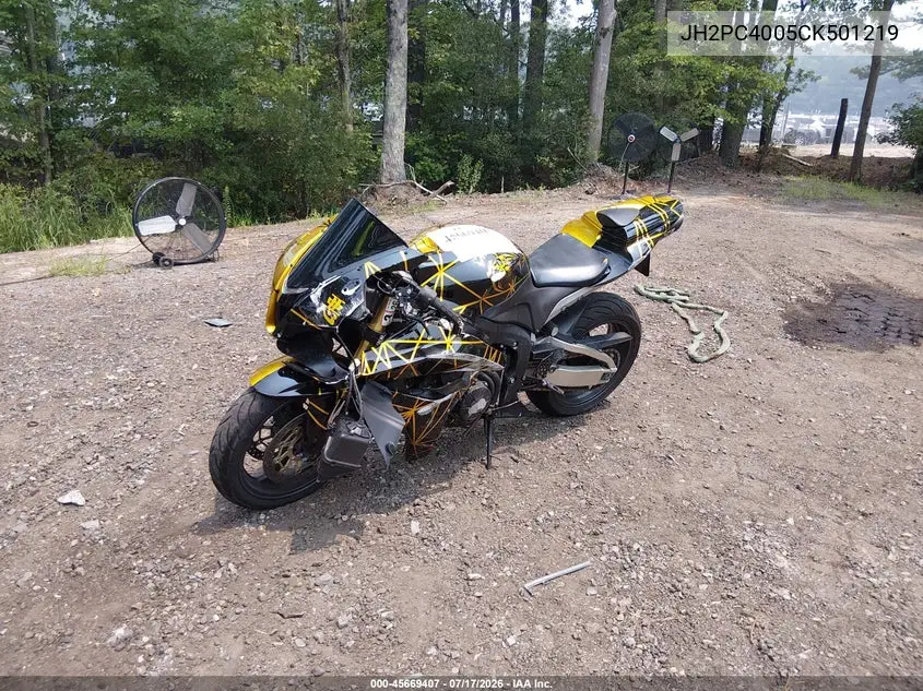 2012 Honda Cbr600 Rr VIN: JH2PC4005CK501219 Lot: 45669407