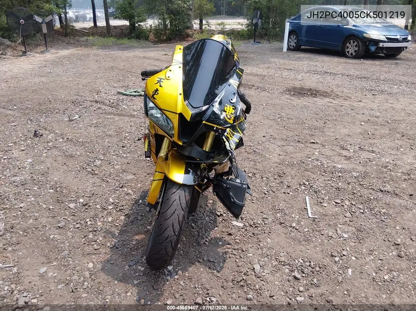 2012 Honda Cbr600 Rr VIN: JH2PC4005CK501219 Lot: 45669407