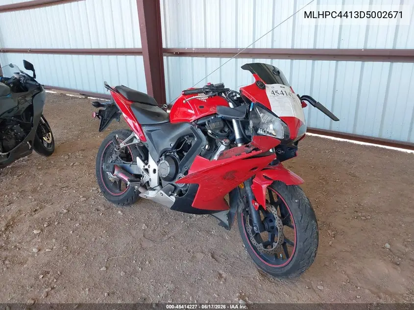 2013 Honda Cbr500 R VIN: MLHPC4413D5002671 Lot: 45414227