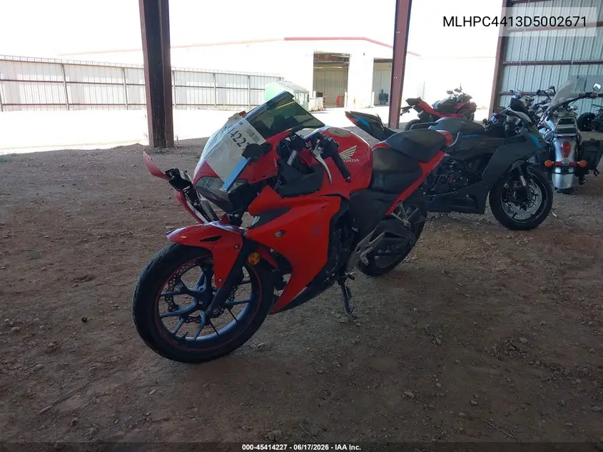2013 Honda Cbr500 R VIN: MLHPC4413D5002671 Lot: 45414227