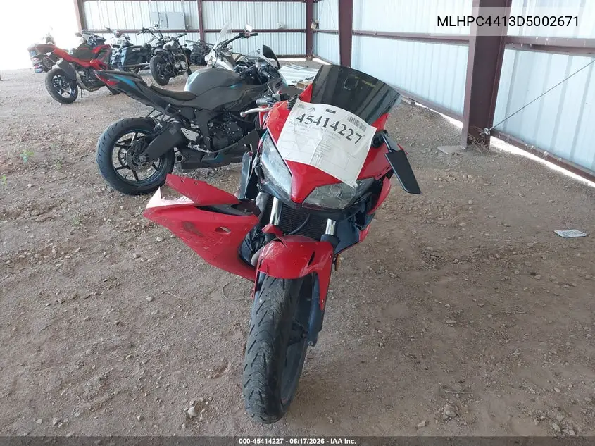 2013 Honda Cbr500 R VIN: MLHPC4413D5002671 Lot: 45414227