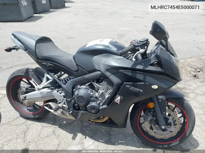 2014 Honda Cbr650 Fa VIN: MLHRC7454E5000071 Lot: 45434104