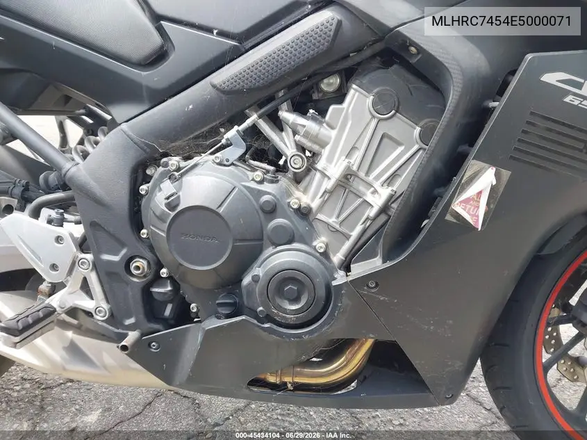 2014 Honda Cbr650 Fa VIN: MLHRC7454E5000071 Lot: 45434104
