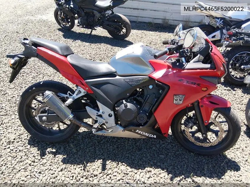 2015 Honda Cbr500 R VIN: MLHPC4465F5200022 Lot: 45402317