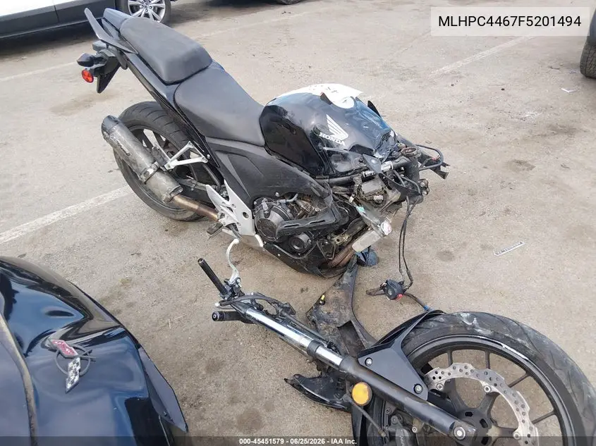 2015 Honda Cbr500 R VIN: MLHPC4467F5201494 Lot: 45451579