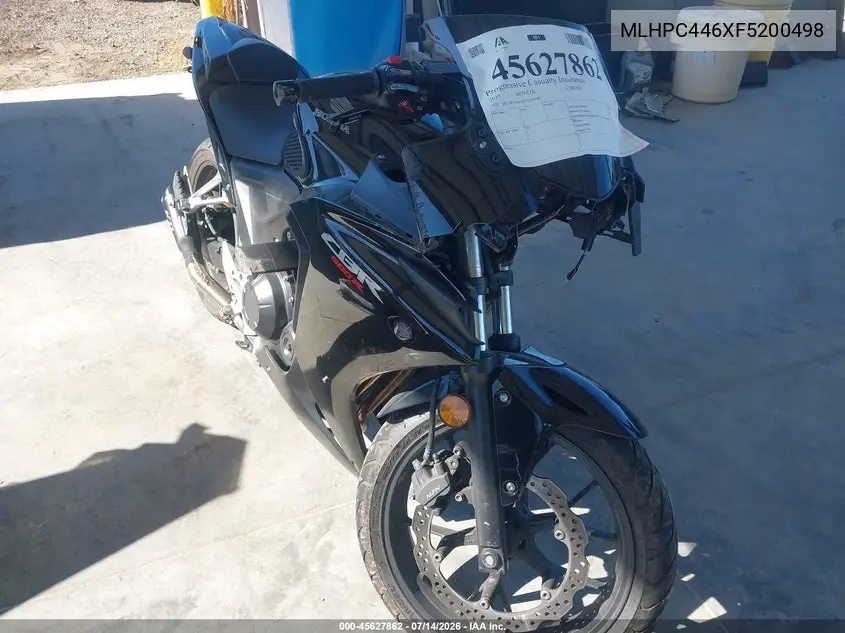 2015 Honda Cbr500 R VIN: MLHPC446XF5200498 Lot: 45627862