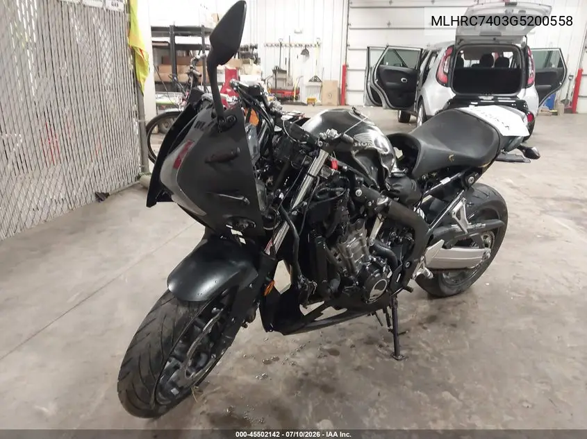 2016 Honda Cbr650 F VIN: MLHRC7403G5200558 Lot: 45502142