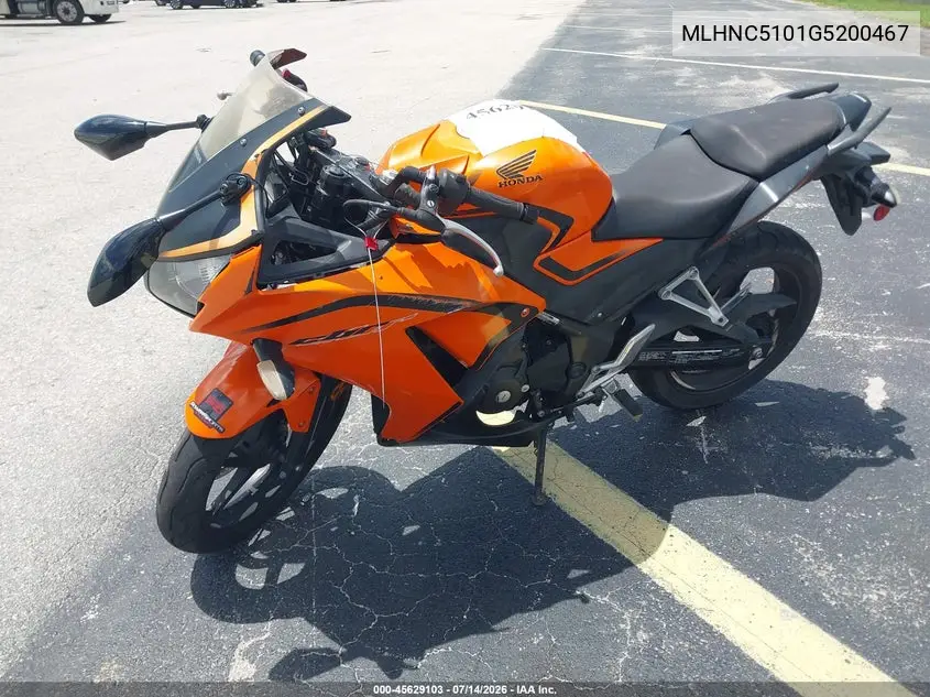 2016 Honda Cbr300 R VIN: MLHNC5101G5200467 Lot: 45629103