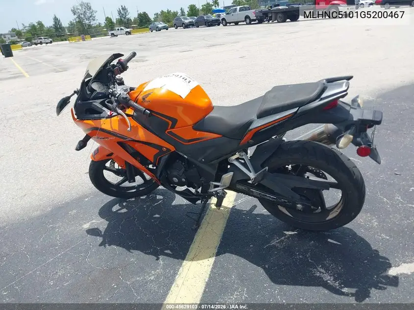 2016 Honda Cbr300 R VIN: MLHNC5101G5200467 Lot: 45629103