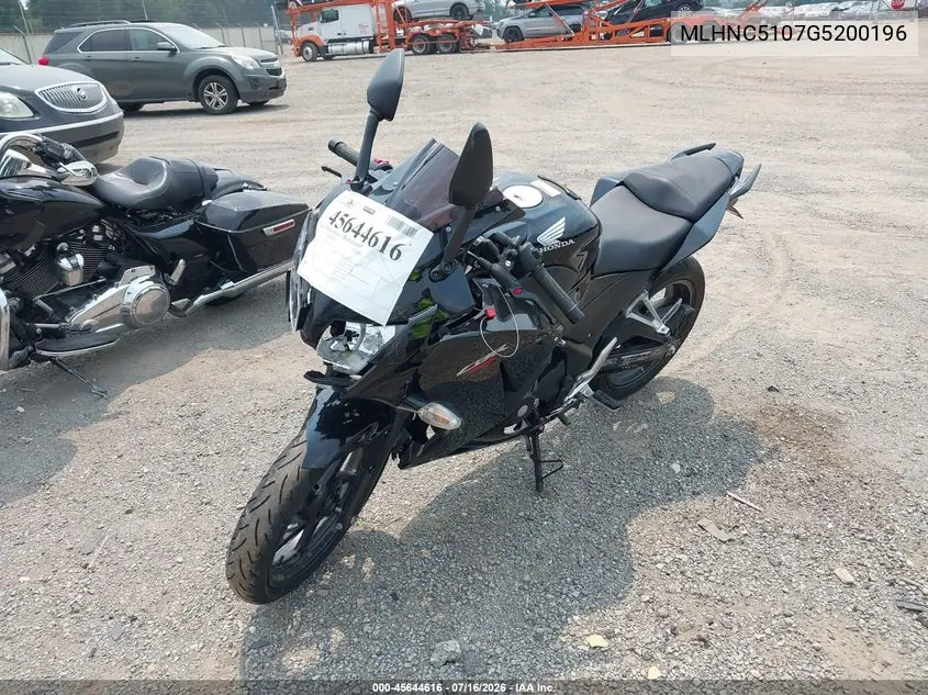 2016 Honda Cbr300 R VIN: MLHNC5107G5200196 Lot: 45644616