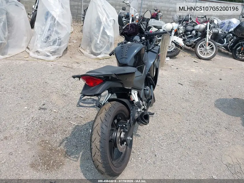 2016 Honda Cbr300 R VIN: MLHNC5107G5200196 Lot: 45644616