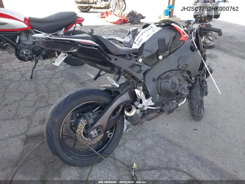2017 Honda Cbr1000 Ra VIN: JH2SC7752HK000762 Lot: 45266394