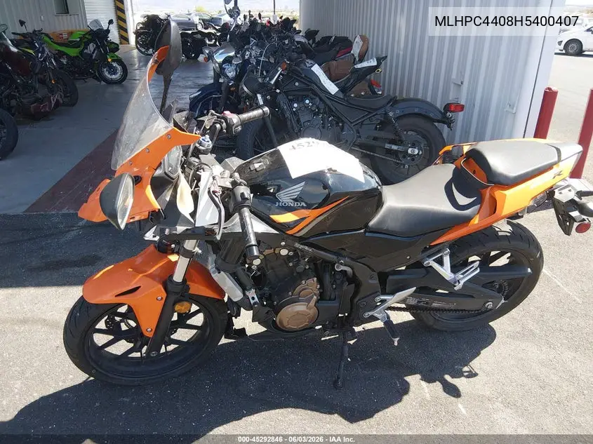 2017 Honda Cbr500 Ra-Abs VIN: MLHPC4408H5400407 Lot: 45292846