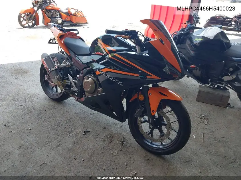 2017 Honda Cbr500 R VIN: MLHPC4466H5400023 Lot: 45617842