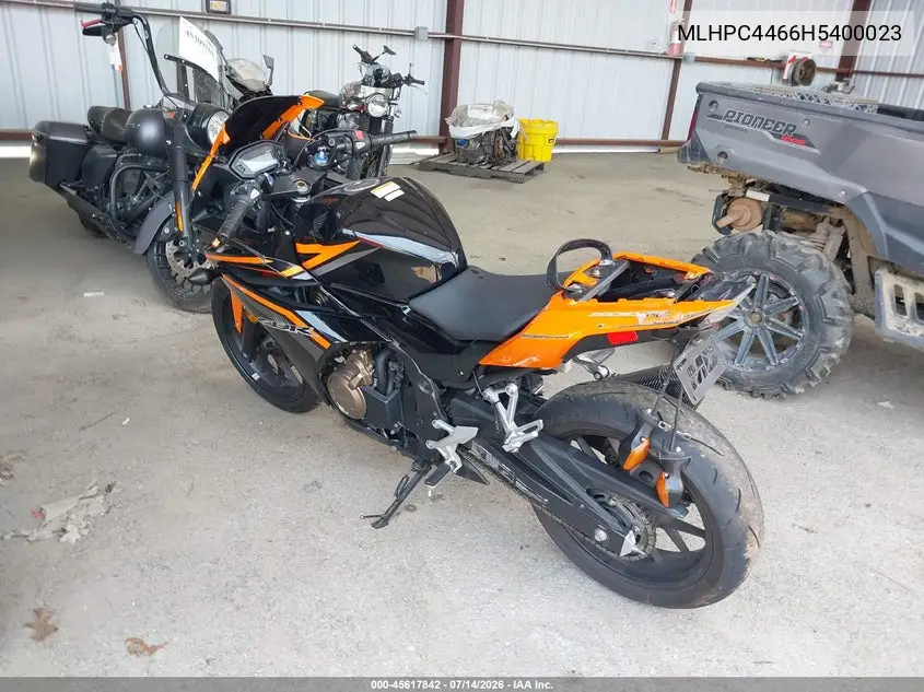 2017 Honda Cbr500 R VIN: MLHPC4466H5400023 Lot: 45617842