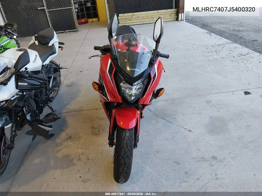 2018 Honda Cbr650 F VIN: MLHRC7407J5400320 Lot: 45017841