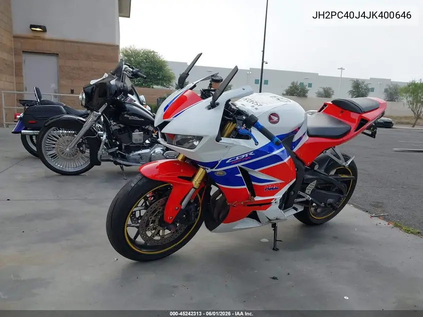 2018 Honda Cbr600 Rr VIN: JH2PC40J4JK400646 Lot: 45242313