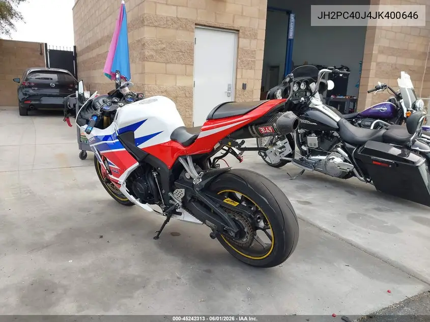 2018 Honda Cbr600 Rr VIN: JH2PC40J4JK400646 Lot: 45242313