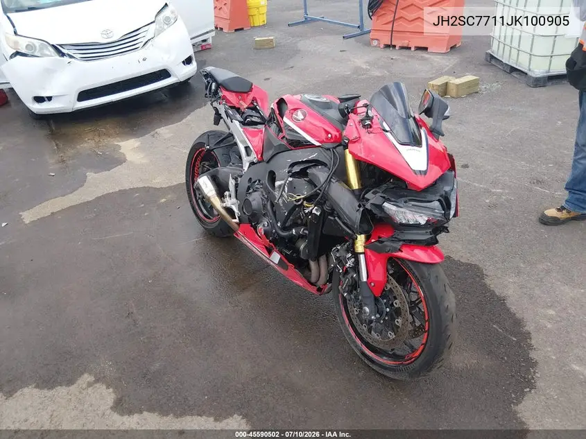 2018 Honda Cbr1000 Rr VIN: JH2SC7711JK100905 Lot: 45590502